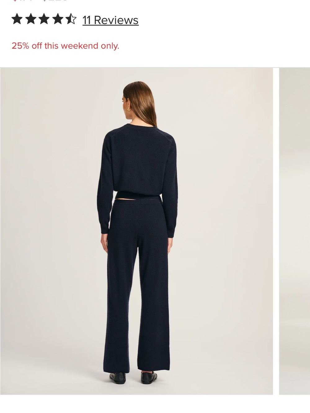 NAADAM 100% Cashmere Black Wide-Leg Ribbed Knit Pants - Picture 3 of 6